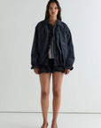 Deiji Studios | Fine Pleat Jacket in Navy Blue