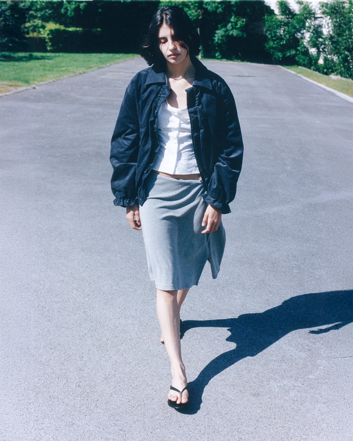 Deiji Studios | Fine Pleat Jacket in Navy Blue