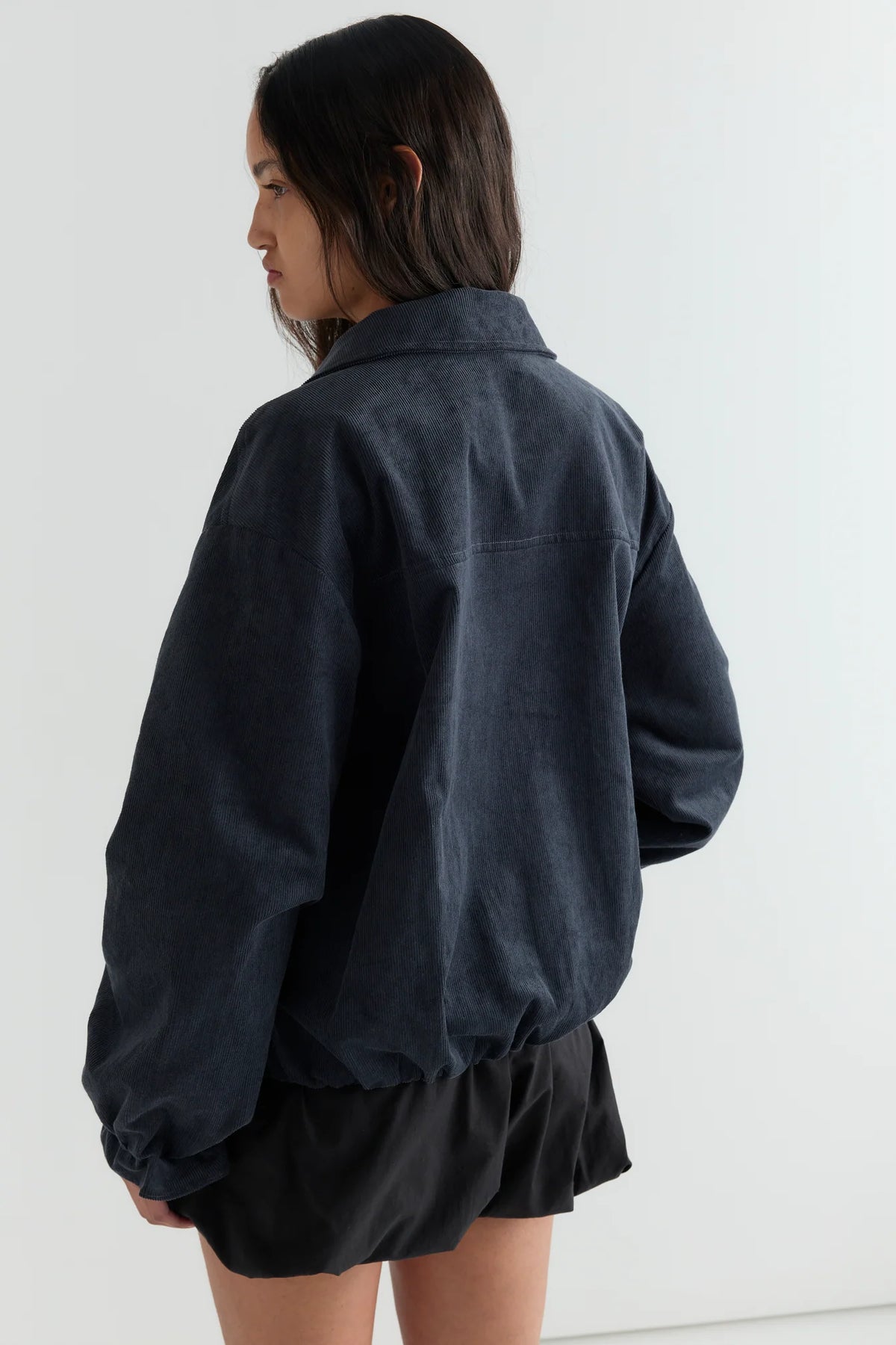 Deiji Studios | Fine Pleat Jacket in Navy Blue