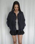 Deiji Studios | Fine Pleat Jacket in Navy Blue