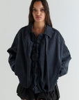 Deiji Studios | Fine Pleat Jacket in Navy Blue