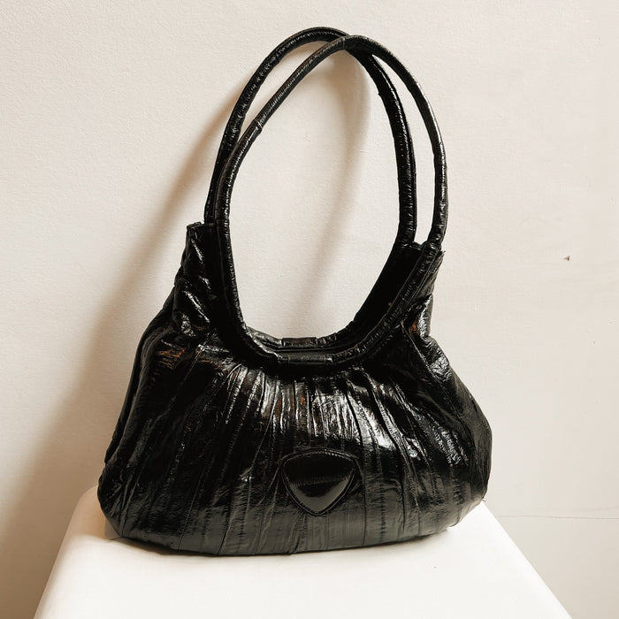 Obsidian Patent Eel Shoulder Bag