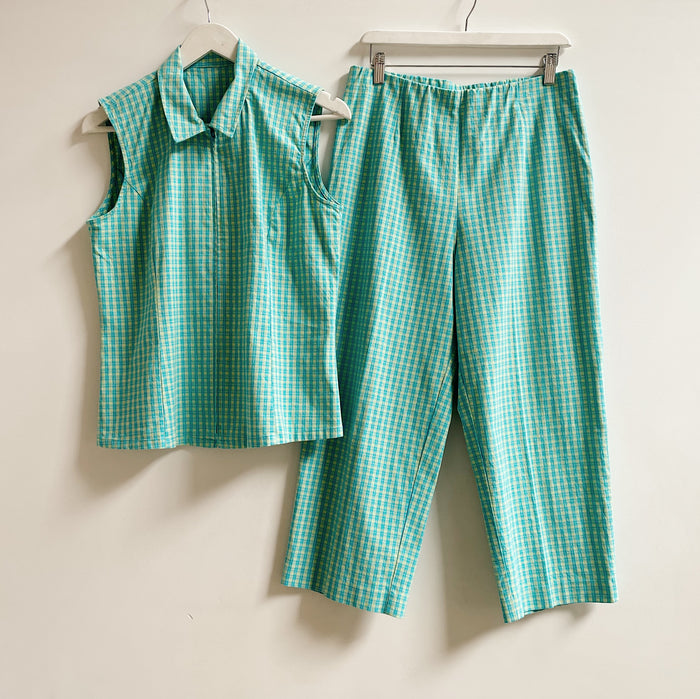 Summer Plaid Cotton Pant Set