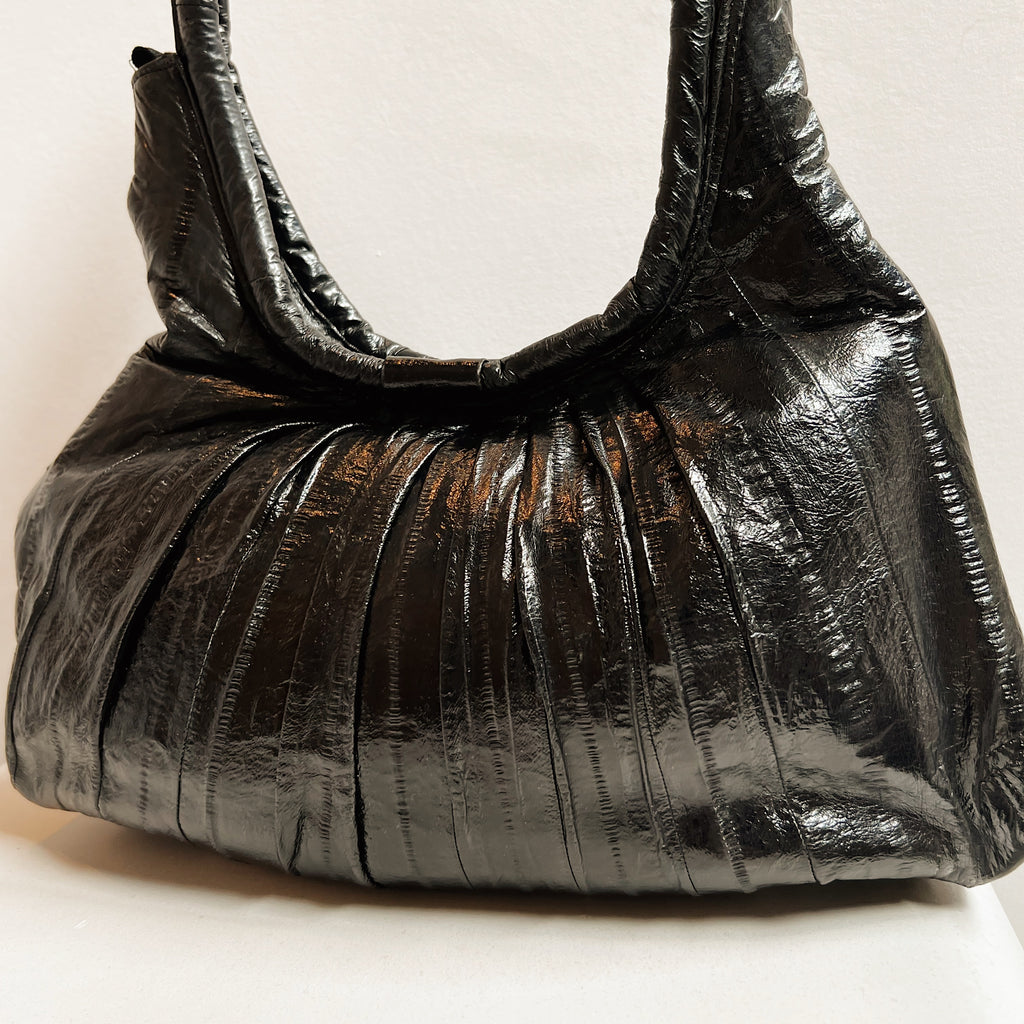 Obsidian Patent Eel Shoulder Bag