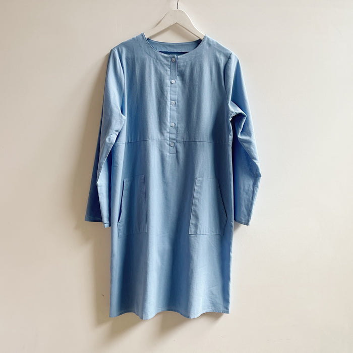 Sky Cotton Long Sleeve Dress