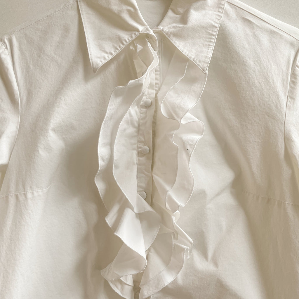 White Cotton Ruffle Top