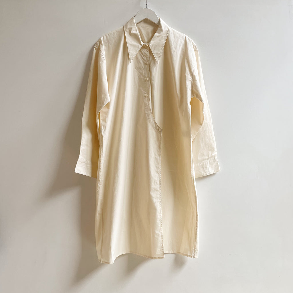 Lemaire Cream Cotton Asymmetrical Dress