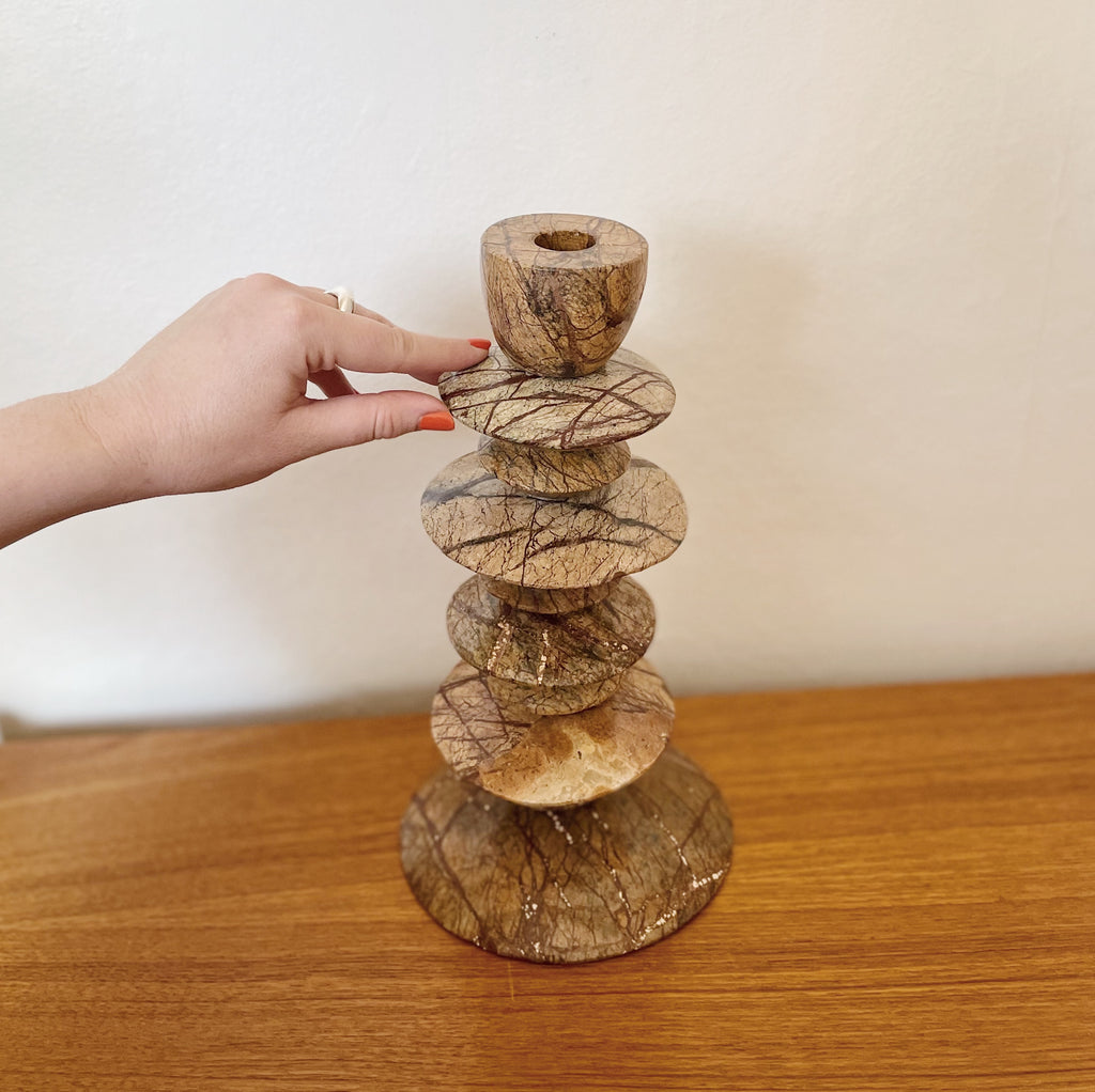 Marble Statement Geometric Candle Sculpture