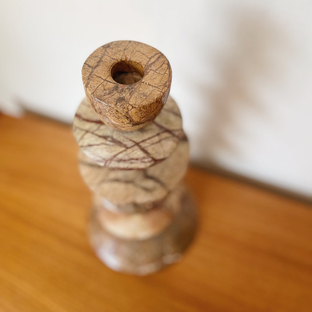 Marble Statement Geometric Candle Sculpture