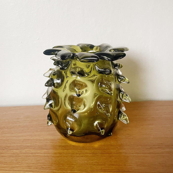 Fern Blown Glass Pineapple Vase