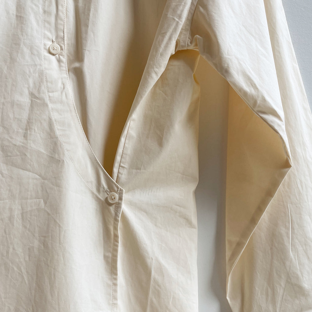 Lemaire Cream Cotton Asymmetrical Dress