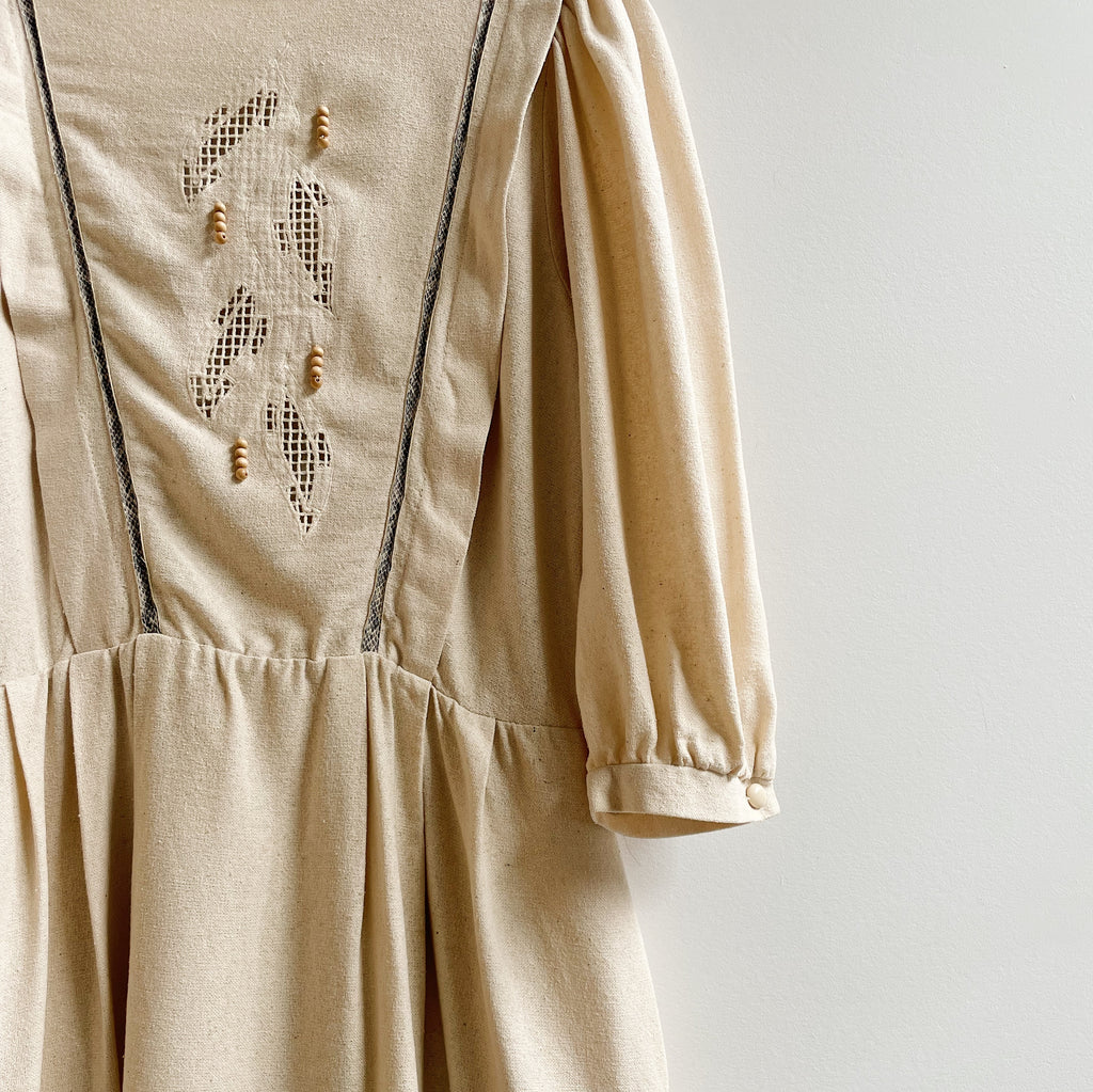 Antique Beige Raw Silk Day Dress