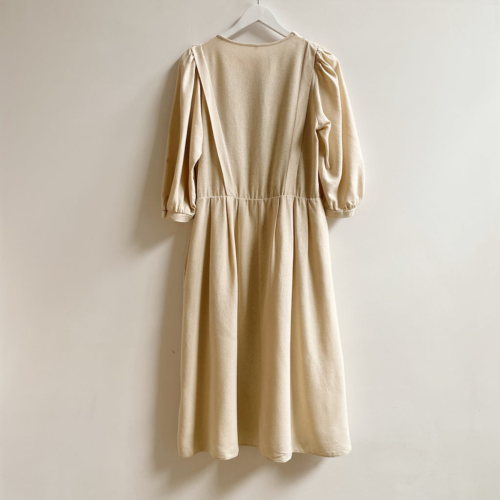 Antique Beige Raw Silk Day Dress