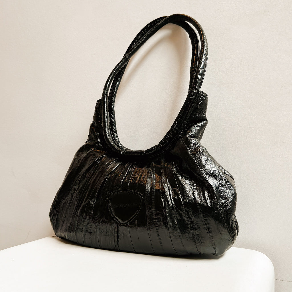 Obsidian Patent Eel Shoulder Bag
