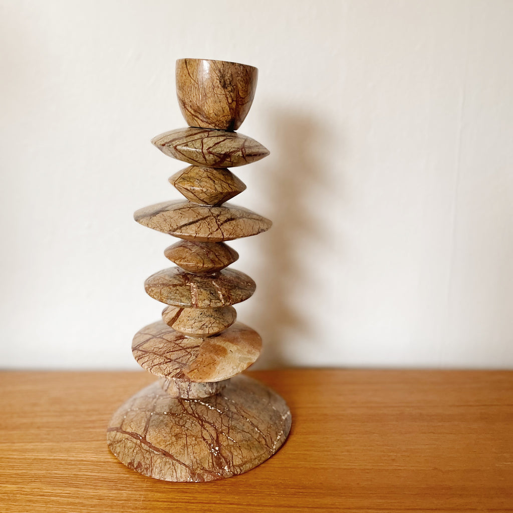Marble Statement Geometric Candle Sculpture