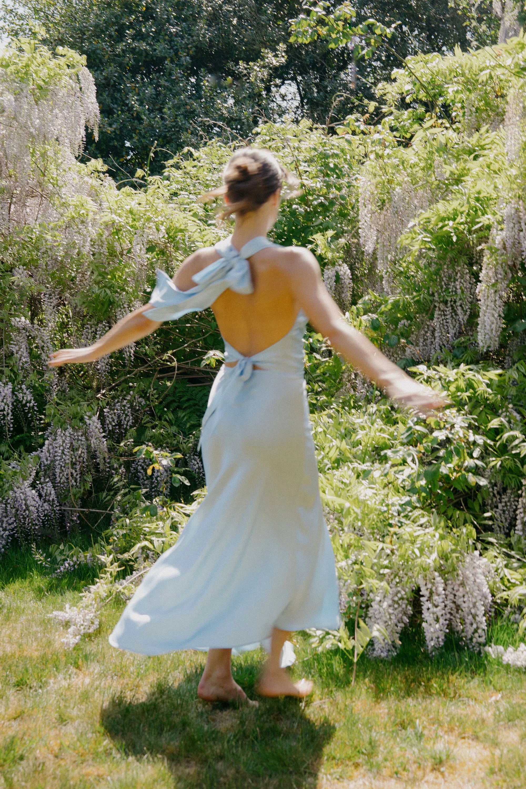 hijulez | Silk Skirt in Baby Blue