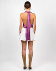 hijulez | Silk Draped Halter Top in Magenta