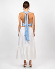 hijulez | Silk Draped Halter Top in Baby Blue