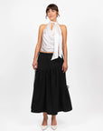 hijulez | Silk Draped Halter Top in Pearl