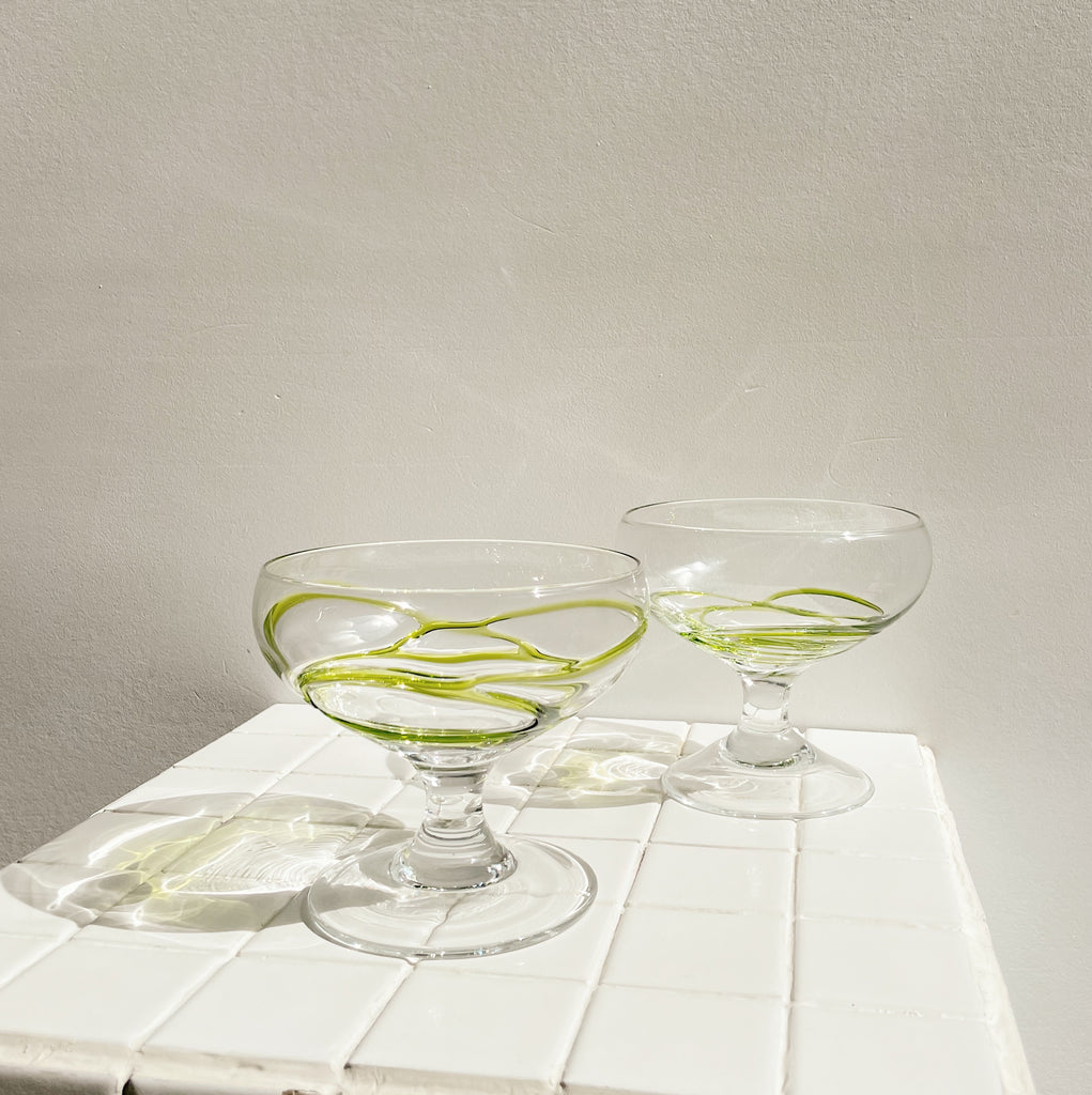 Lime Swirl Saucer Glasses