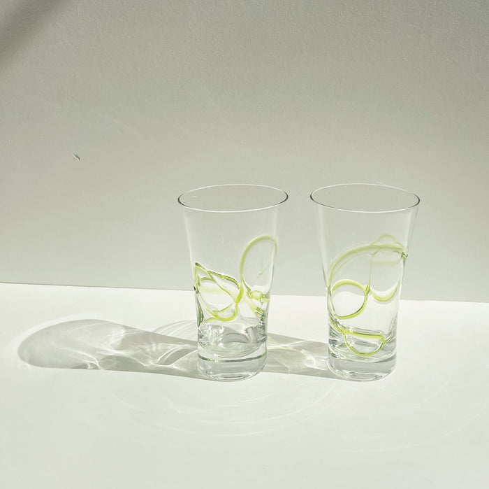 Abstract Glasses with Lime Swirls