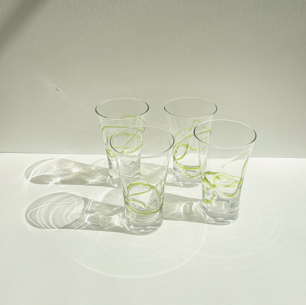 Abstract Glasses with Lime Swirls