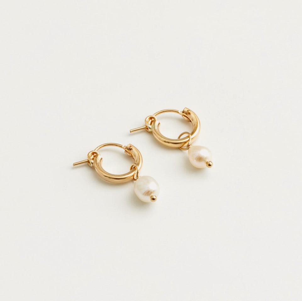 Wolf Circus | Small Pearl Hoops in Gold