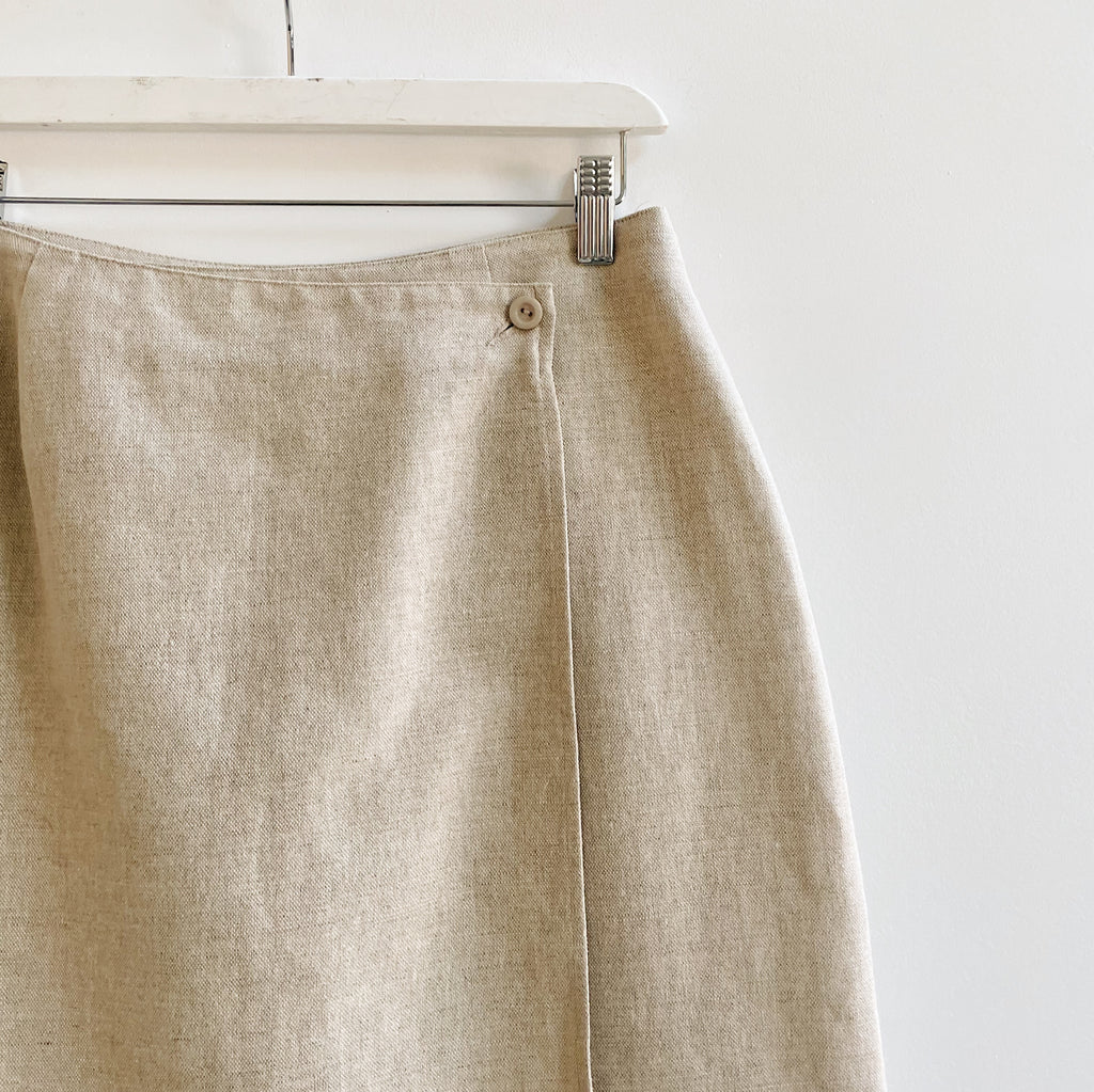 Vintage Natural Linen Wrap Skirt