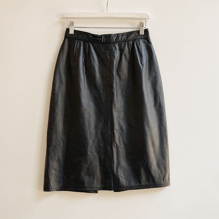 Soot Leather A-Line Skirt