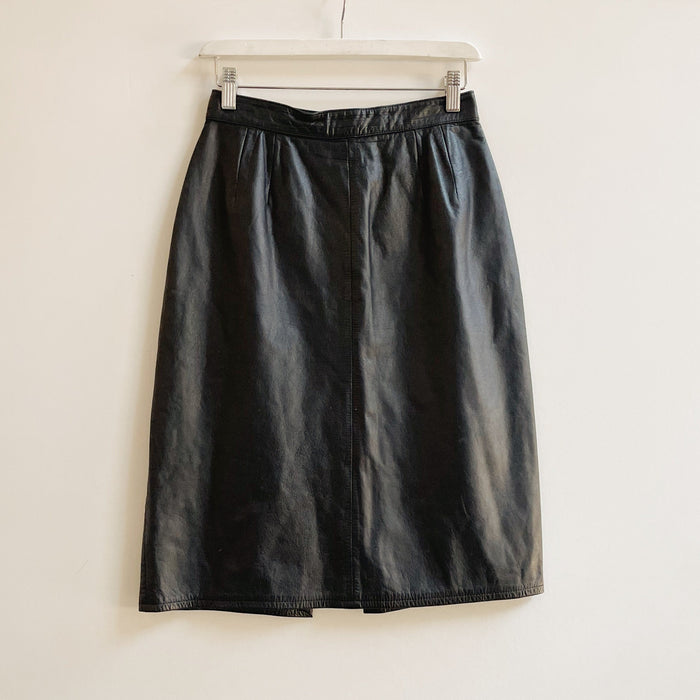 Soot Leather A-Line Skirt