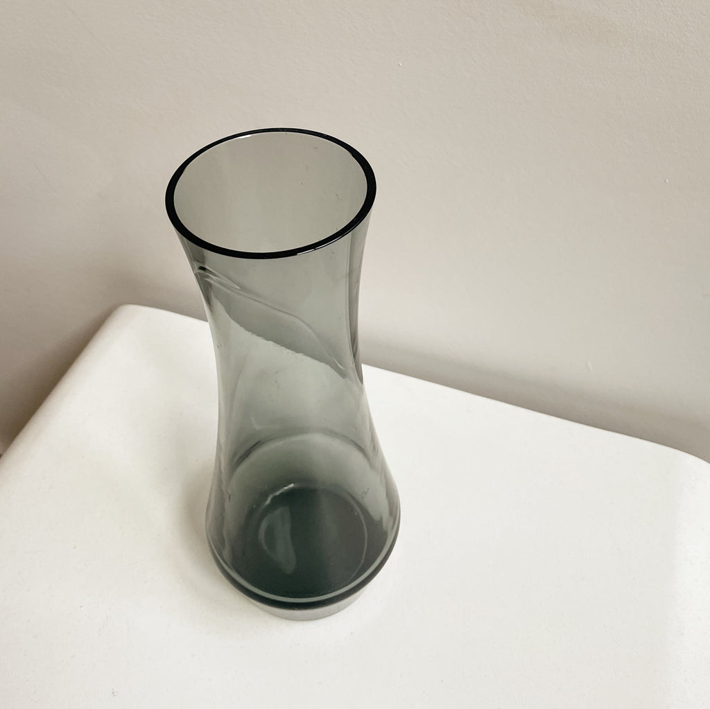 Smokey Curved Glass Vase