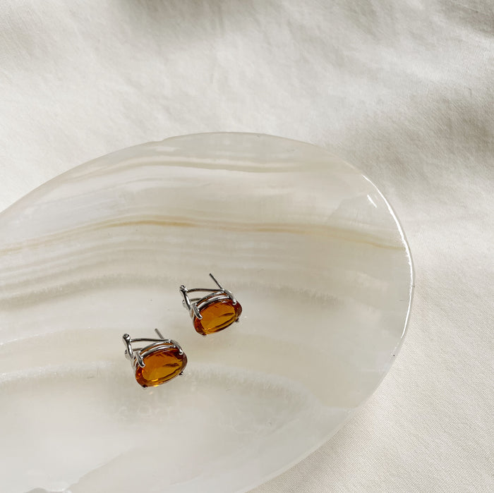 Vintage Citrine Gemstone Stud