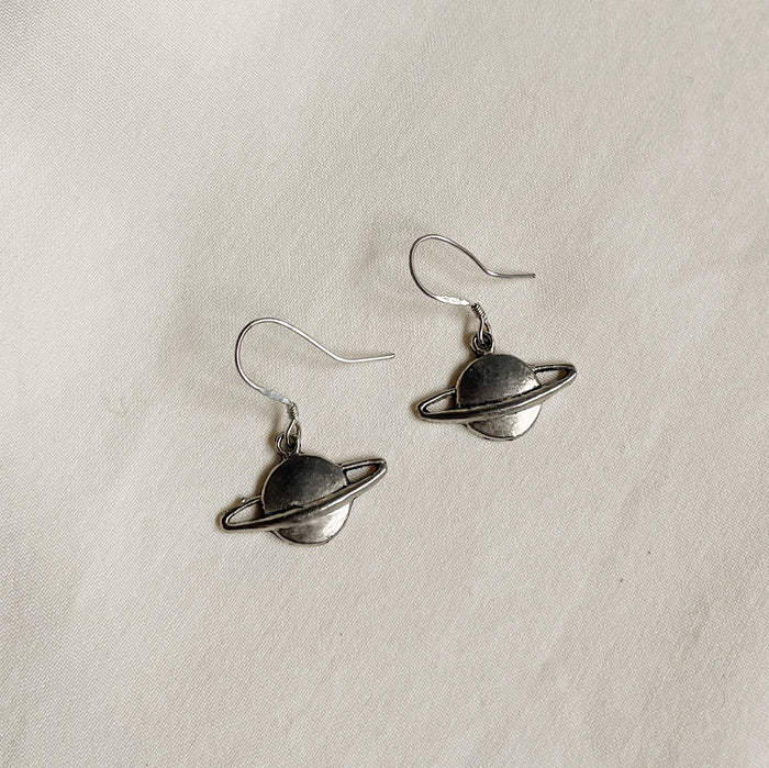 Vintage Silver Saturn Dangle Earrings