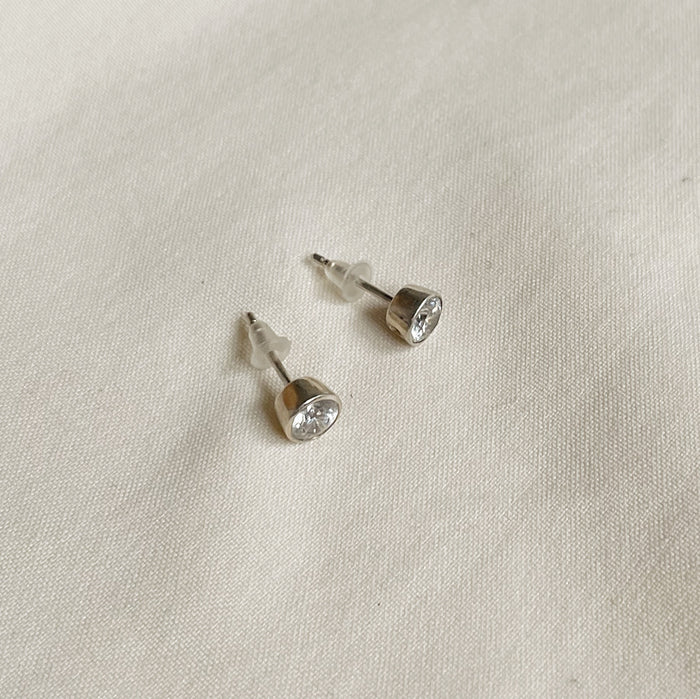 Vintage Silver Circular Diamond Studs