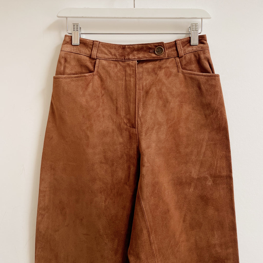 Chestnut Suede Panelled Trousers