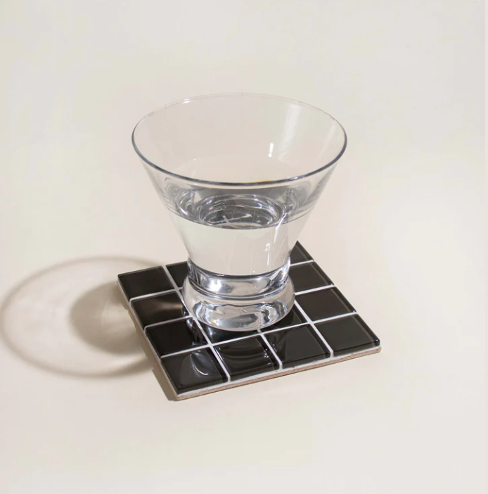 Glass Tile Coaster | Black Canvas